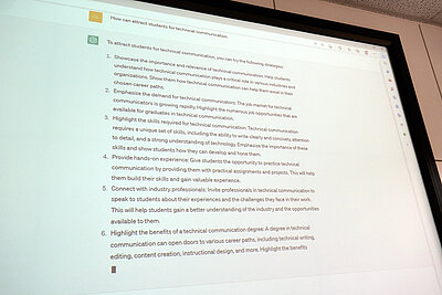 Text transferred to ChatGPT with the laptop on the projector